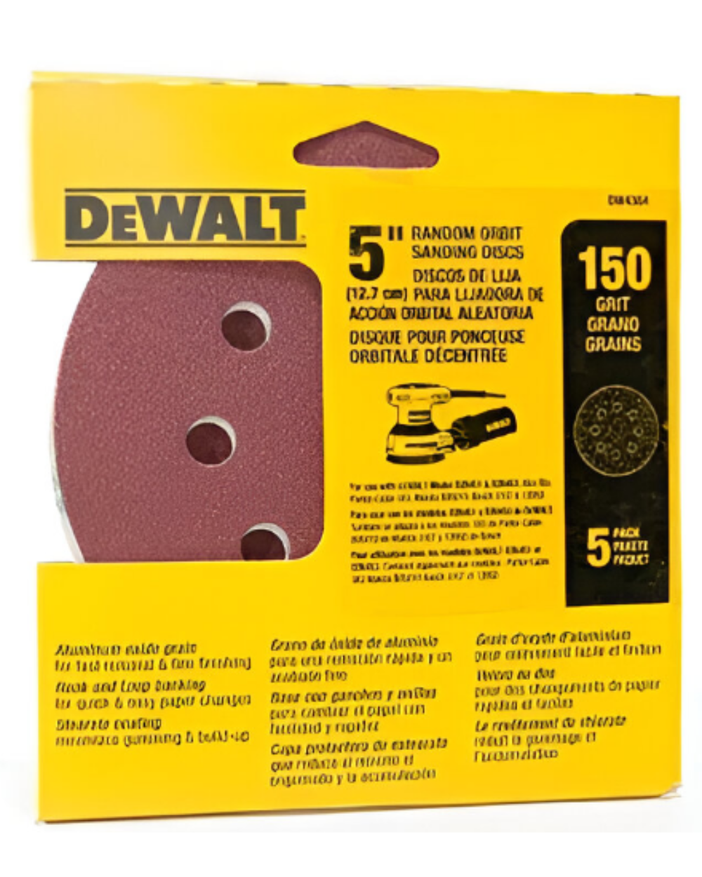 Disco Lijadora Orbital 5" G150 x5 Und Dewalt