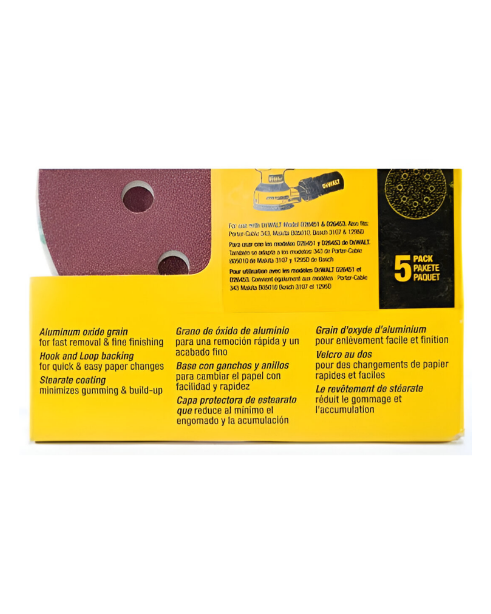 Disco Lijadora Orbital 5" G120 x5 Und Dewalt