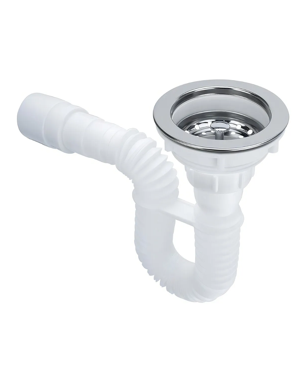 Sifon Lavaplatos Flexible Blanco Con Canastilla 4 Boccherin