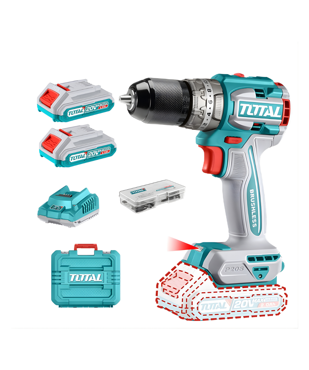 Taladro Percutor Brushless 1/2" 20V Total + 2 Baterías 2.0Ah UTIDLI20602
