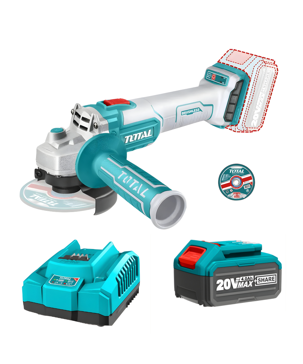 Pulidora Inalámbrica 4-1/2" 20V Brushless Total + Batería 4.0Ah + Cargador UTAGLI2011587