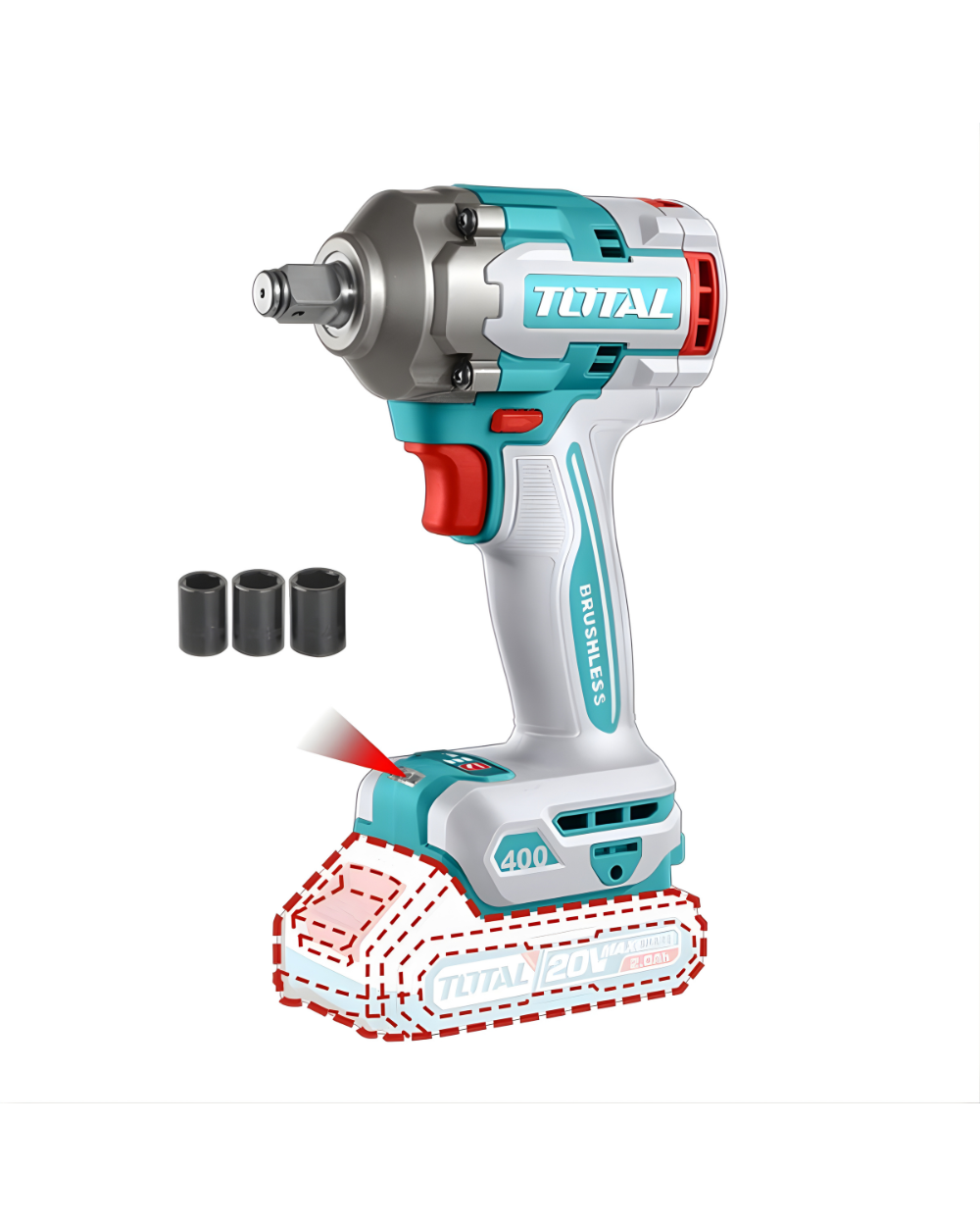 Pistola Impacto 1/2" 20V 400Nm Total TIWLI20401 No Incluye Batería ni Cargador