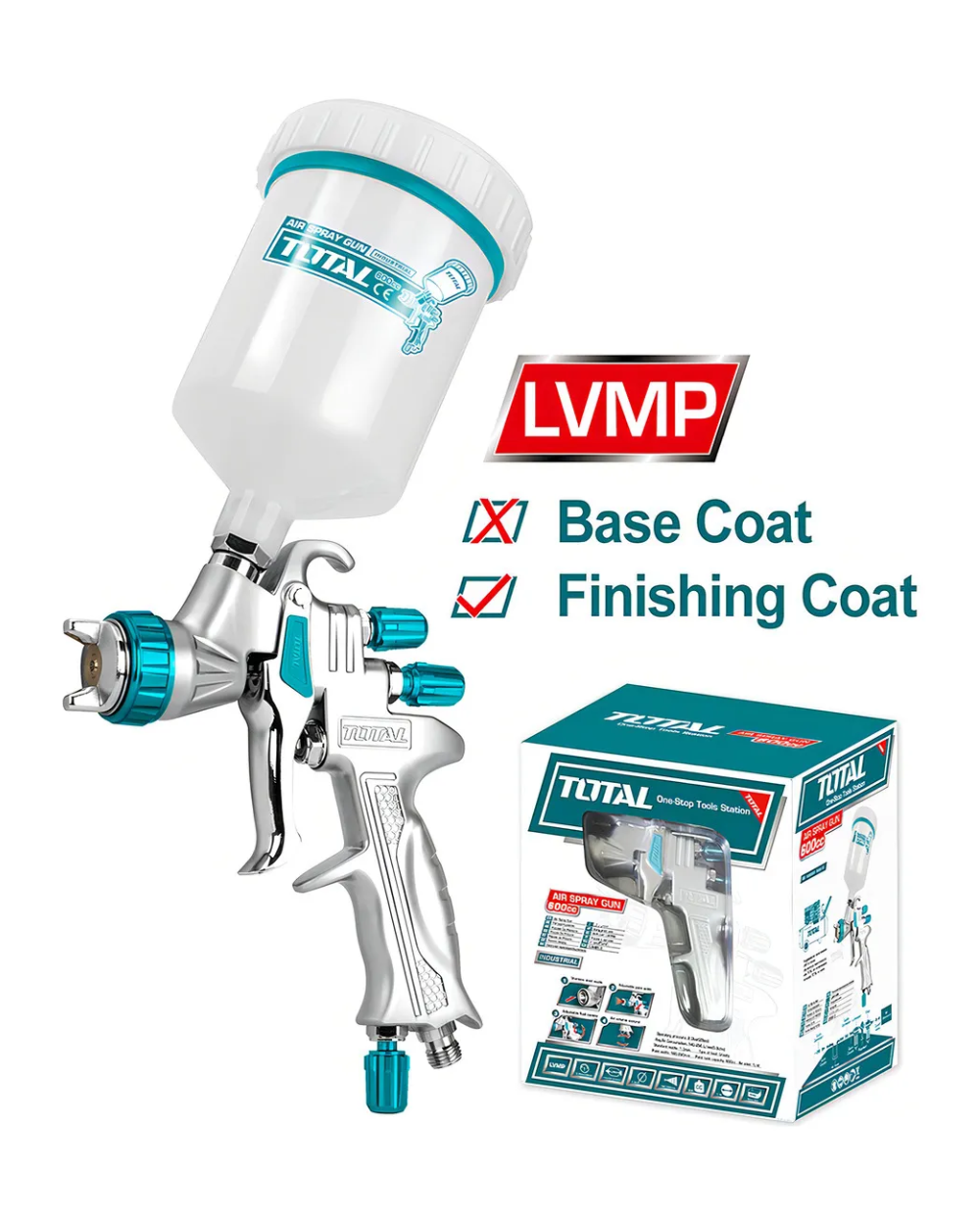 Aerografo 600cc Industrial Vaso Plastico Alta Presion Total
