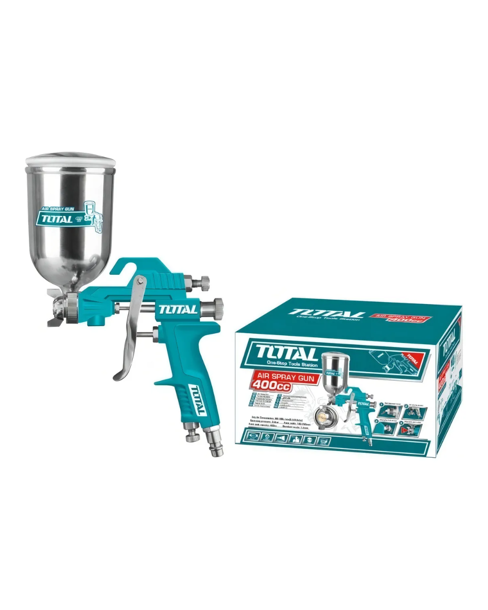 Aerografo Vaso de Aluminio 400cc Baja Presión 1.5mm Total Tat10402