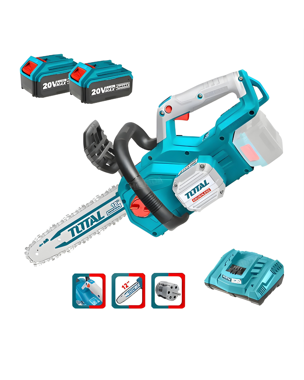 Motosierra Inalámbrica 12" 20V Total + Batería 4.0Ah + Cargador TGSLI20128