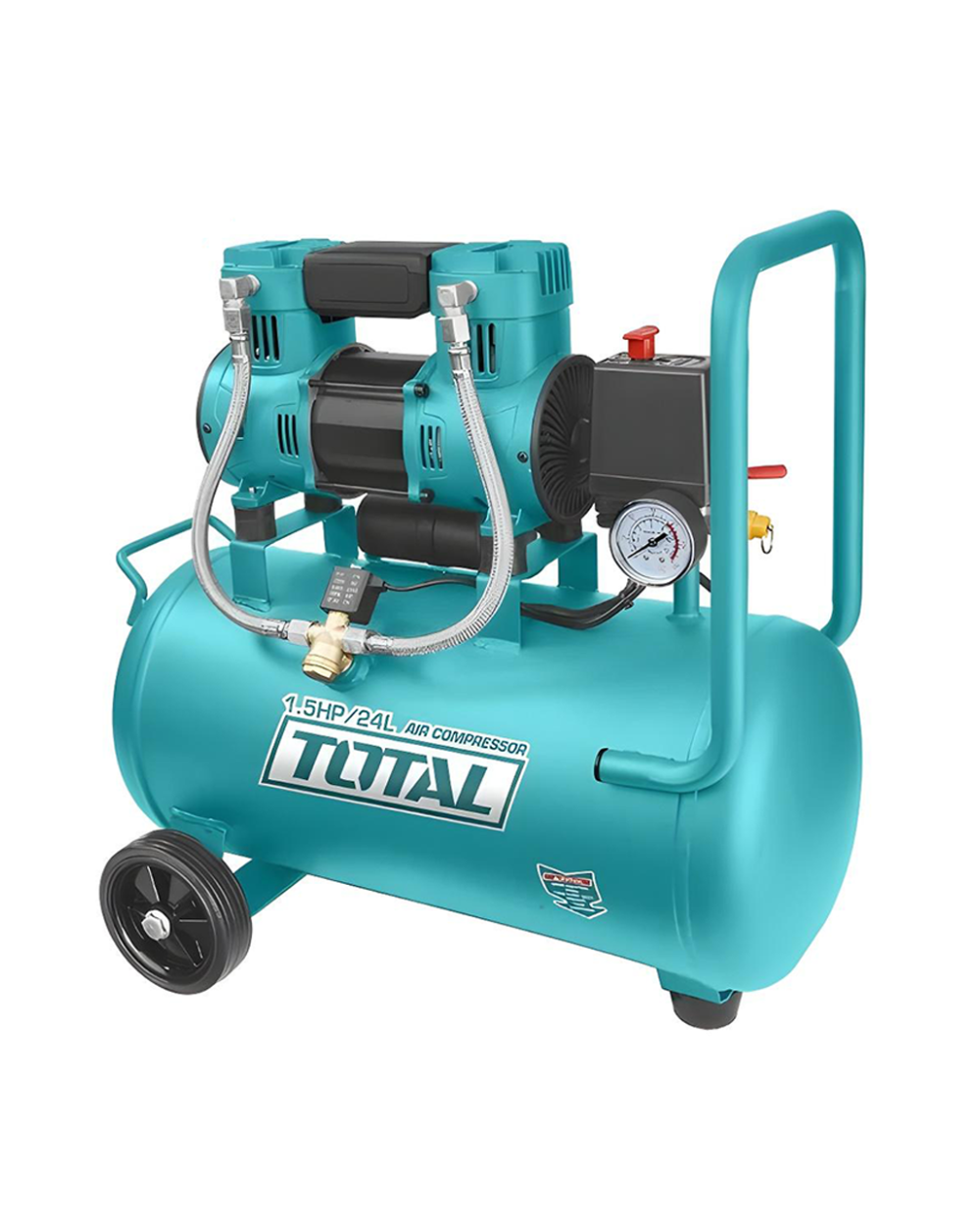 Compresor Aire Horizontal 24l 1.5hp 116psi 1100w Total Turquesa 50 Hz 60 Hz