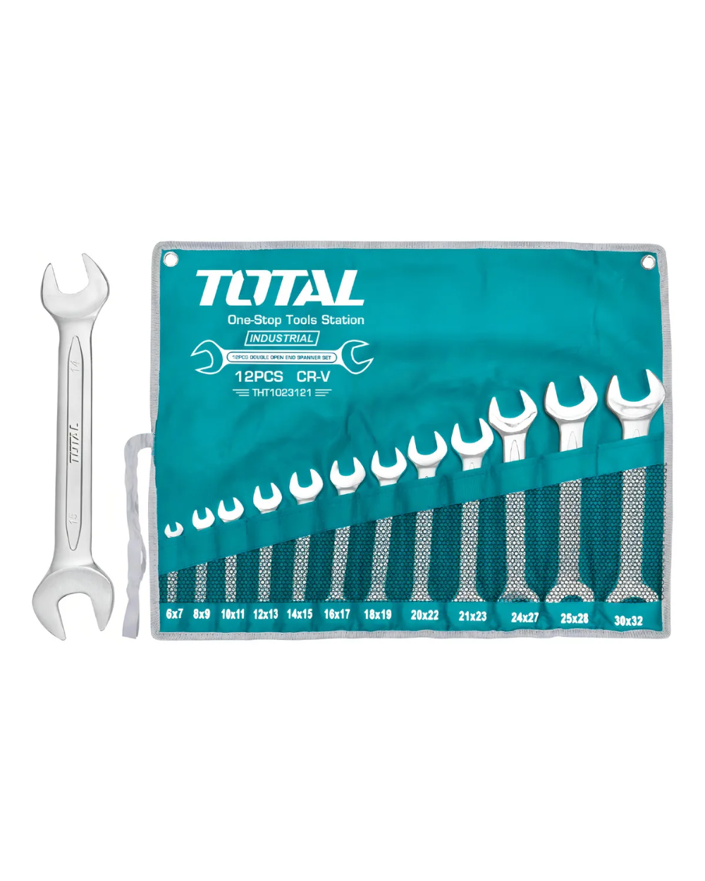 Set De Llaves Abiertas 6-32mm Crv +bolsa De Lona 12pzs/set Color Turquesa