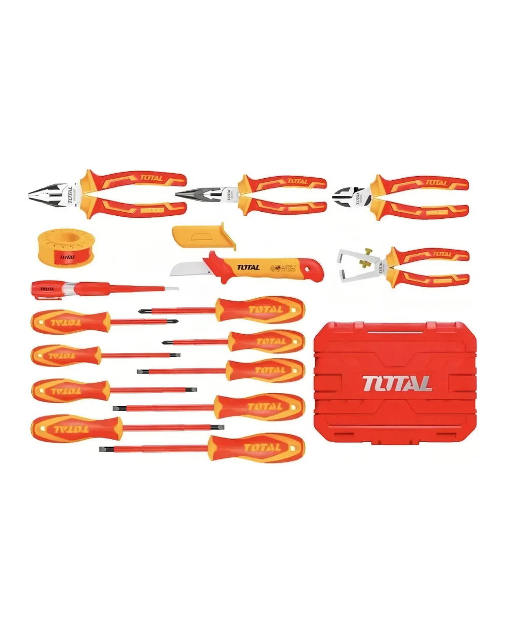 Kit Herramientas Aisladas 1000v Electricista 16 Piezas Total Color Amarillo Naranja