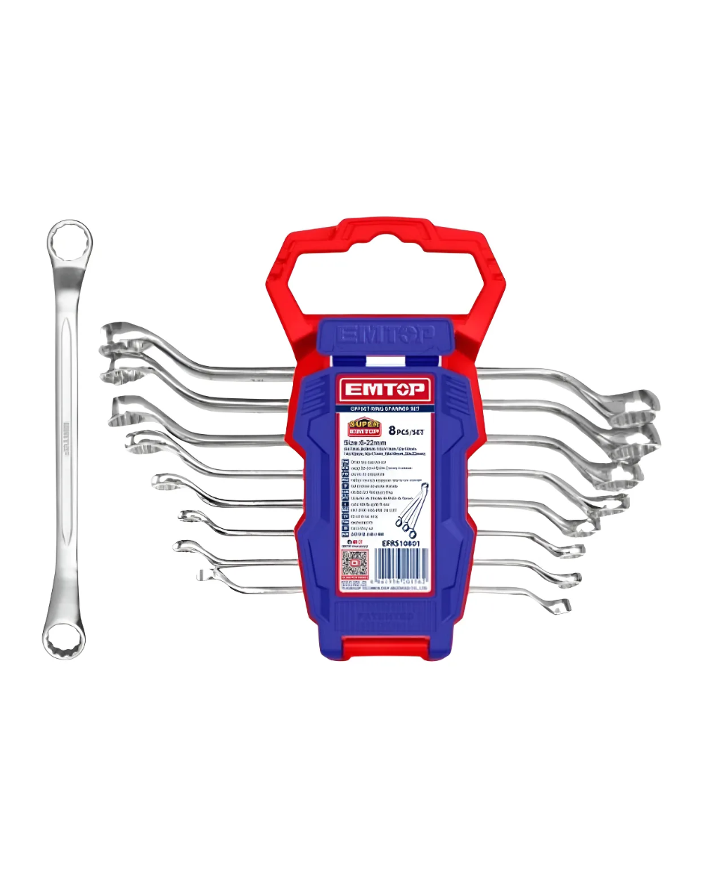 Juego 8 Llaves Mixtas Tacon Combinada 6-22mm Super Emtop Azul