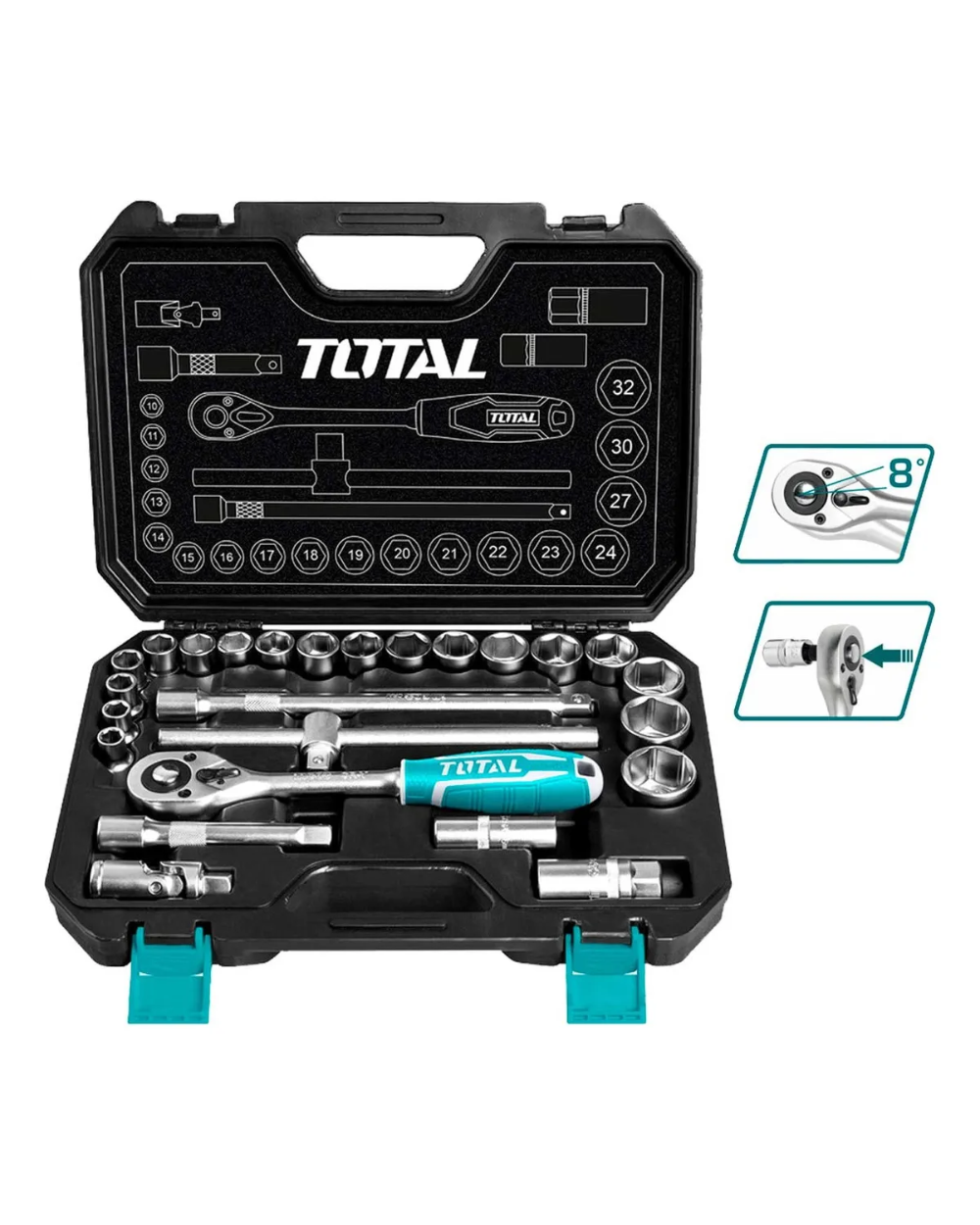 Rache con Copas 1/2" x25 Pzs Total THT121251