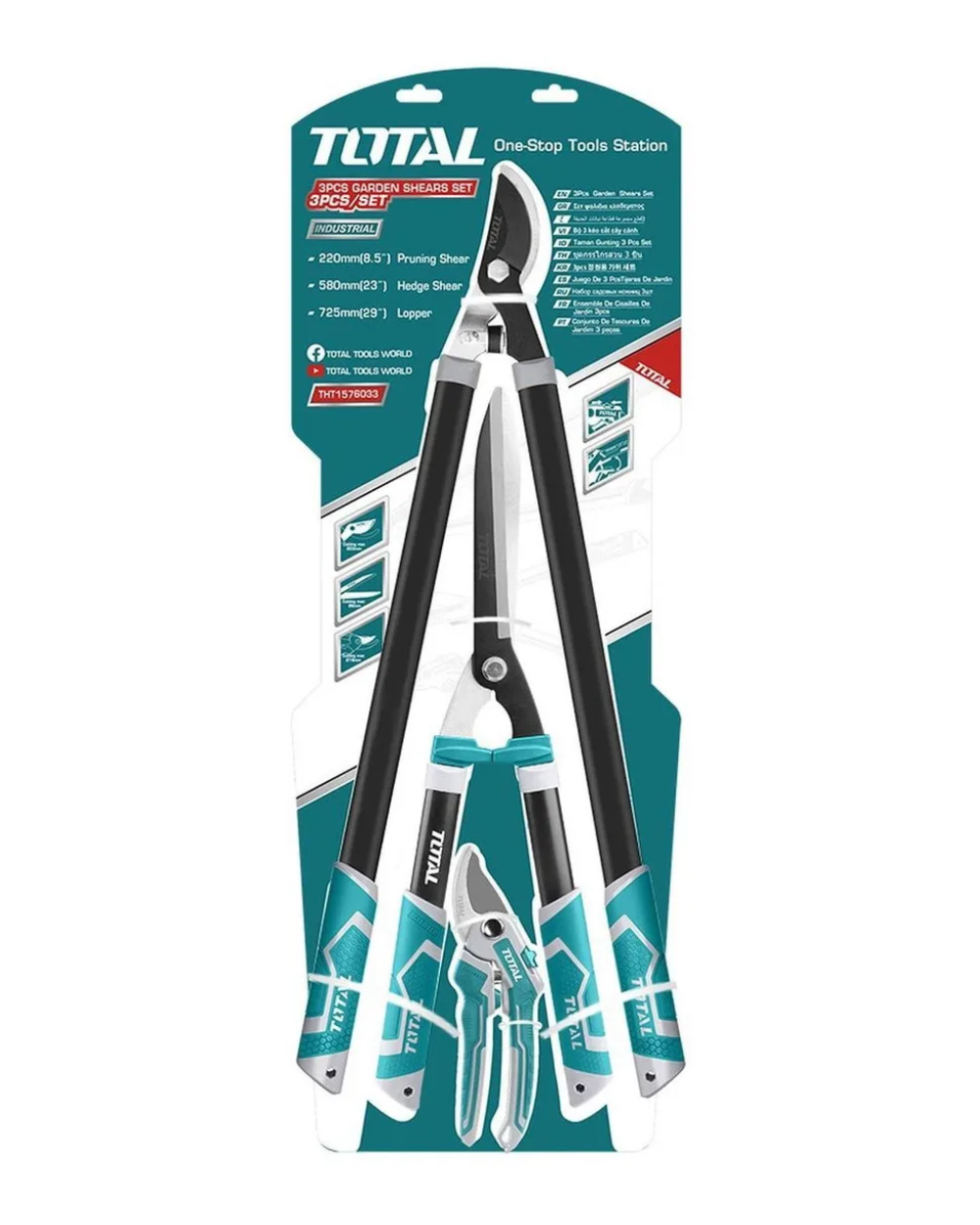 Tijeras De Podar Juego Set De 3pcs  Total - Para Jardín - Industrial Color Turquesa