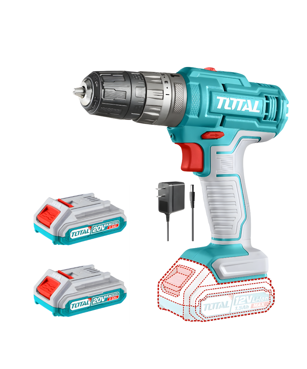 Taladro Percutor 3/8" 12V Total + 2 Baterías UTIDLI1228