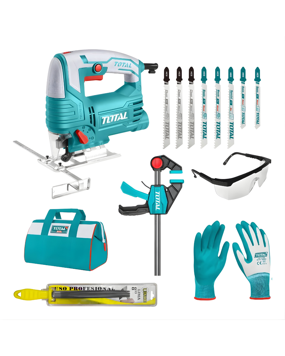 Combo Caladora 570W + Seguetas + Maletín + EPP Total