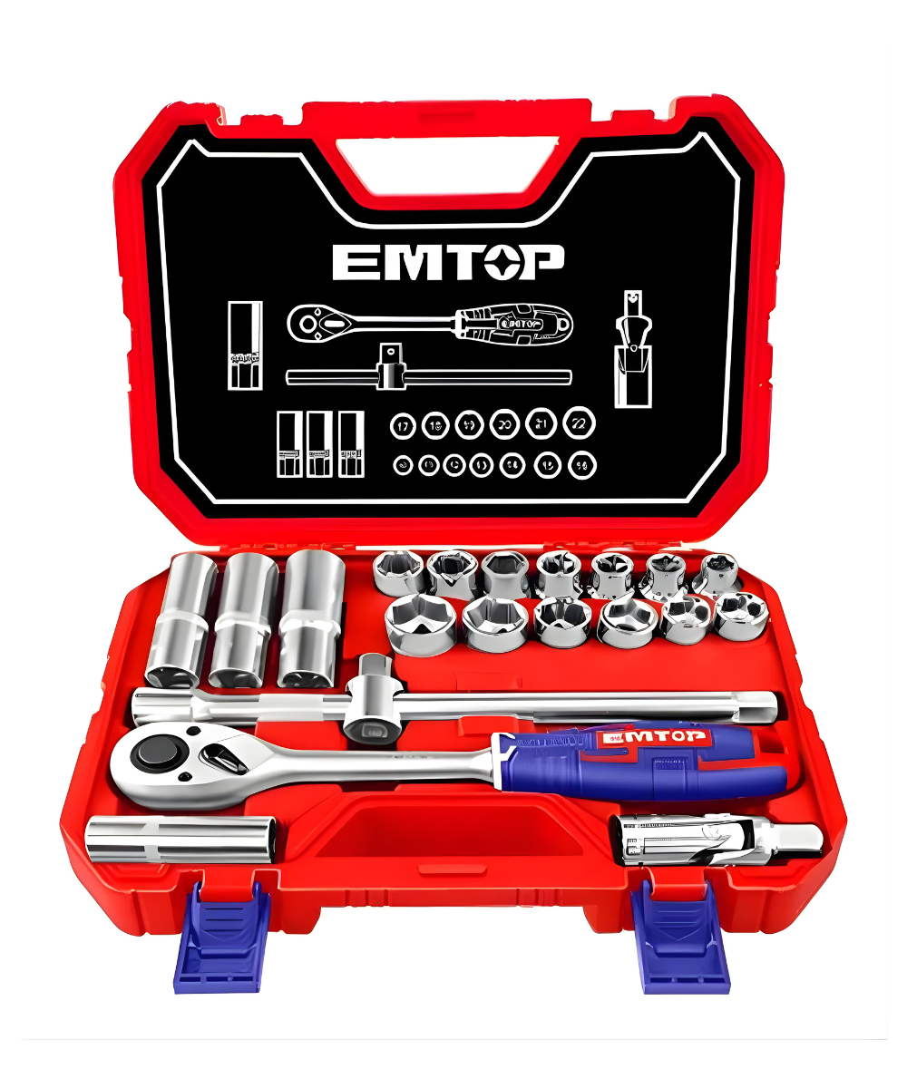 Juego Ratchet 1/2" x21 Pzs EMTOP ESKT12211
