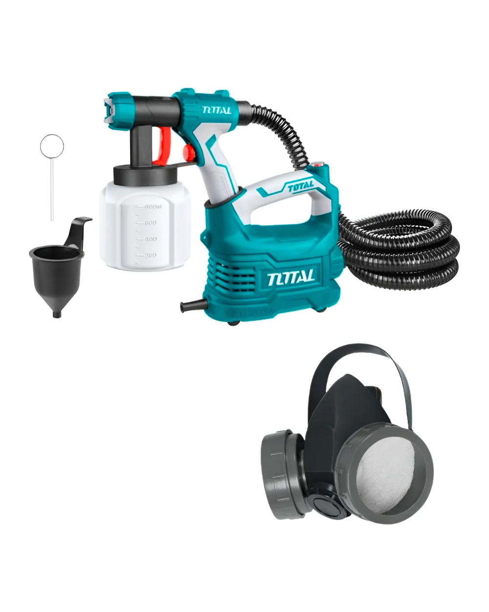 Pistola Pintar 800ml 550w Industrial Total + Respirador Doble Turquesa