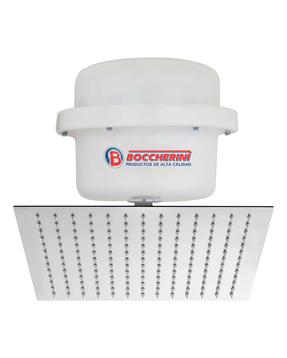 Ducha Eléctrica Automática Boccherini Acero Inoxidable 15cm Color Blanco