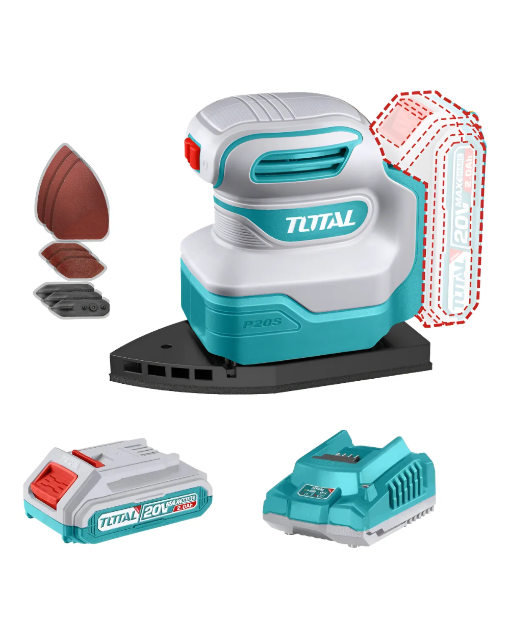 Lijadora De Palma Inalambrica Triangular + 1 Bat Total Turquesa 50 Hz/60 Hz