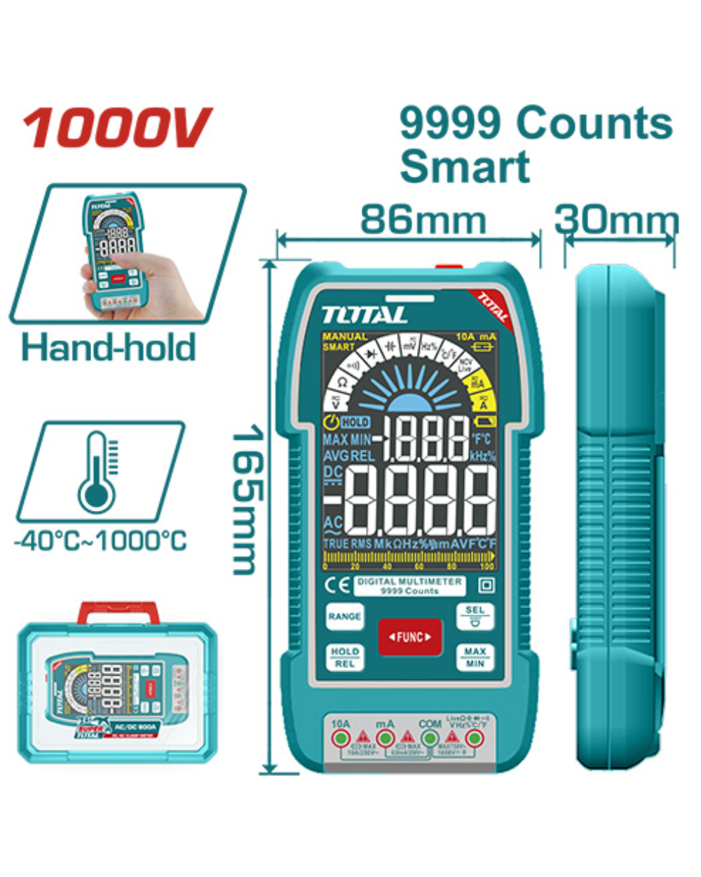 Tester Digital 1000v 9999 Conteos Rms Industrial Total