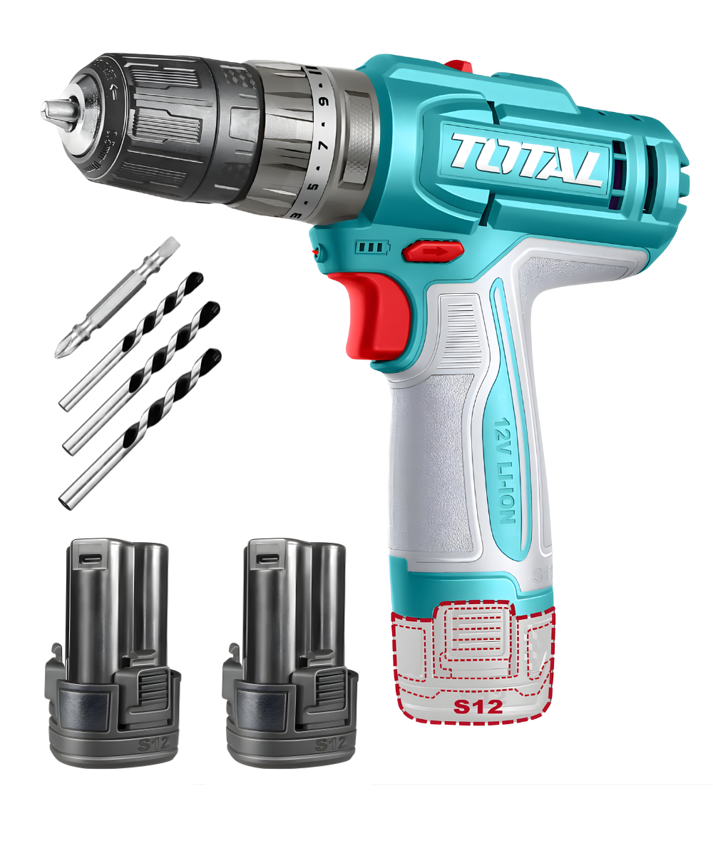 Taladro Percutor 3/8" 12V 20Nm Total + 2 Baterías TIDLI12206