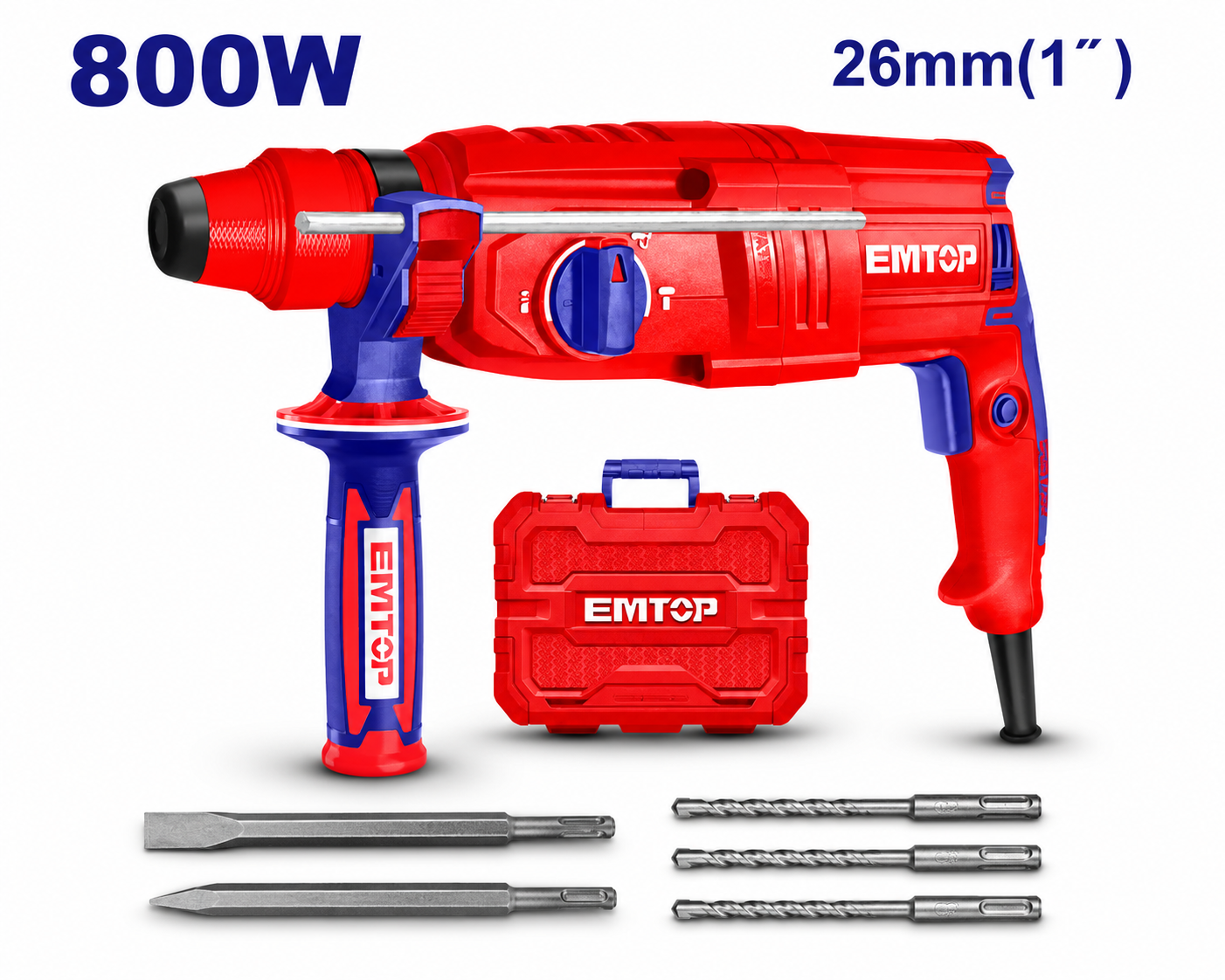 Rotomartillo SDS Plus 26mm 800W 2.5J EMTOP ULRHRL801