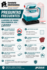 Lijadora Palma Inalámbrica 20V Total + 5 Lijas TSHSLI2014 No Incluye Batería ni Cargador