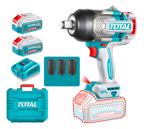 Pistola Impacto 3/4" 20V 1750Nm Total + 2 Baterías 8.0Ah UTIWLI20175