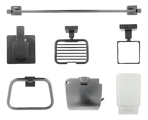 Kit Accesorios Baño x6 Piezas Gris Oscuro Uduke HT3392