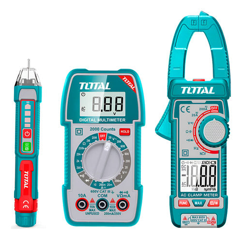 Kit Medidor Corriente Pinza + Probador + Tester Total TOS23068