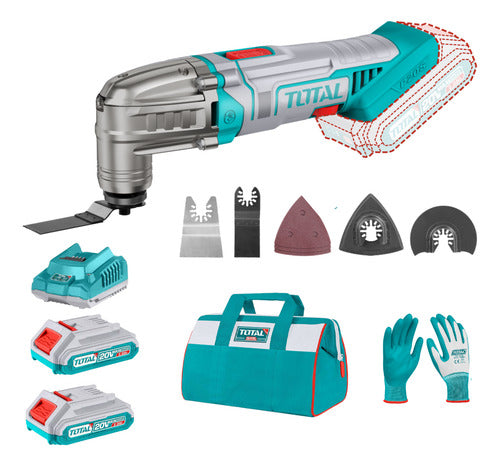 Multiherramienta 20V Total + 2 Baterías + Guantes + Maletín