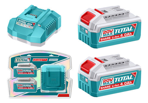Kit 2 Baterías 20V 4.0Ah + Cargador Total UTFBCPK2013
