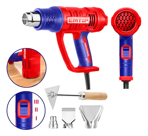 Pistola Calor 1600W EMTOP + Accesorios ULHGN16078
