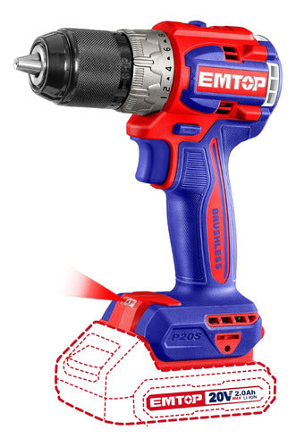Taladro 1/2" 20V 66Nm Brushless EMTOP ECDL206681 No Incluye Batería ni Cargador