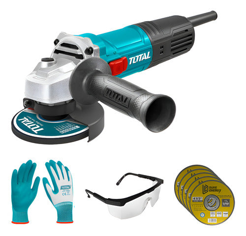 Pulidora 5" 900W Total + 10 Discos + Guantes + Gafas