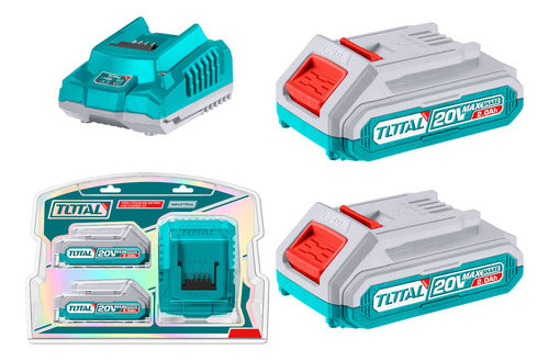 Kit 2 Baterías 20V 2.0Ah + Cargador Inteligente Total UTFBCPK2212
