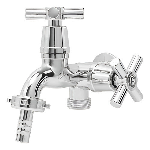 Llave Para Lavadora Doble Funcion Cromada Boccherini Yw550 Plateado Brillante