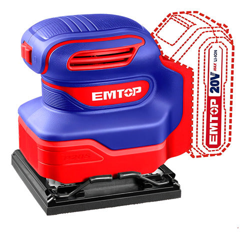 Lijadora Palma Inalámbrica 20V 4-3/8"x4" EMTOP ELSHS2014 No Incluye Batería ni Cargador