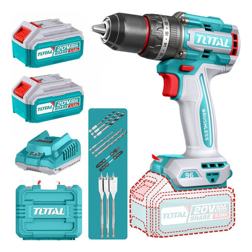 Taladro Percutor 1/2 96nm Incluye Bat Y Car Industrial Total Turquesa 50 Hz /60 Hz