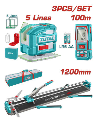 Kit Cortabaldosa + Nivel Láser + Medidor Láser Total TOS250911