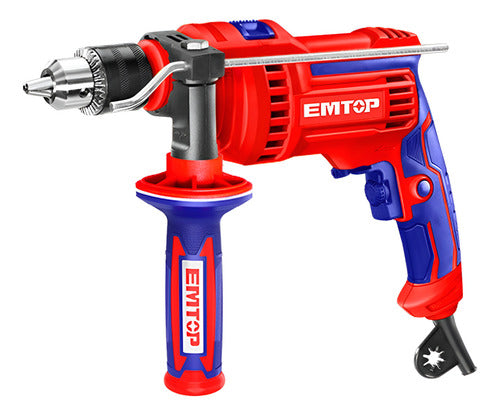 Taladro Percutor 1/2 Emtop 810w Industrial Vel. Variable Rojo 50 Hz/60 Hz