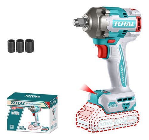 Pistola Llave De Impacto Inalambrica 1/2  400nm, Total Turquesa 50 Hz/60 Hz