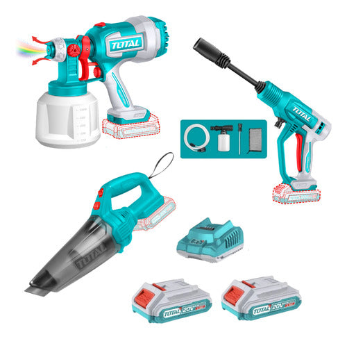 Combo Inalámbrico 20V Pistola Pintar + Hidrolavadora + Aspiradora Total UTOSLI230522