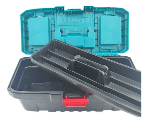 Caja Herramienta 14 Plastica Total (tpbx0141) Color Turquesa