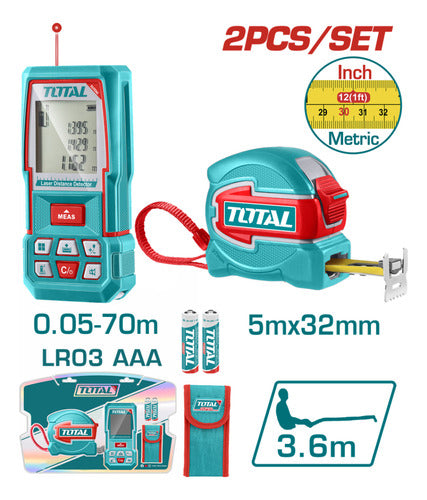 Kit Medidor Distancia Láser 60m + Metro 5m Total TLDD241201