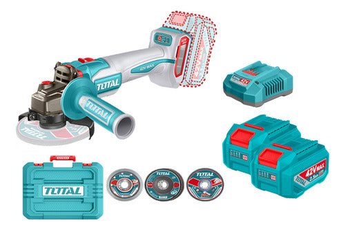 Pulidora Inalámbrica 4-1/2" 42V 1280W Brushless Total + 2 Baterías 2.0Ah + Cargador UTAGLI4128112