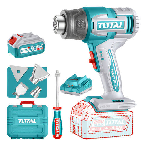 Pistola Calor Inalámbrica 20V Total + Batería + Cargador UTBLI20065