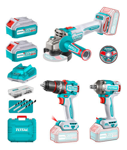 Combo Total Taladro + Pulidora + Pistola Impacto + Baterias