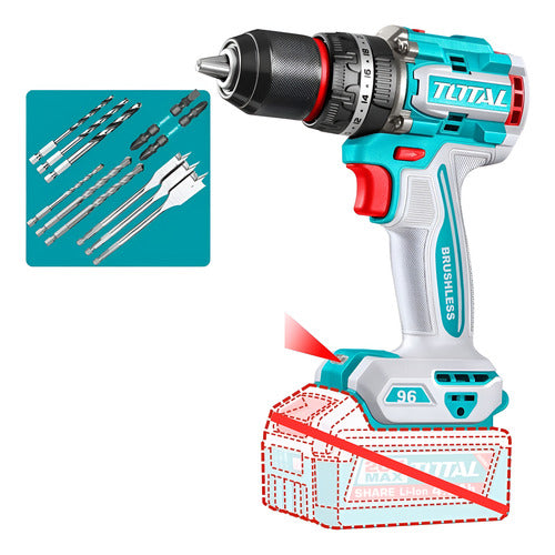 Taladro Percutor 1/2" 20V 96Nm Total TIDLI209681 No Incluye Batería ni Cargador