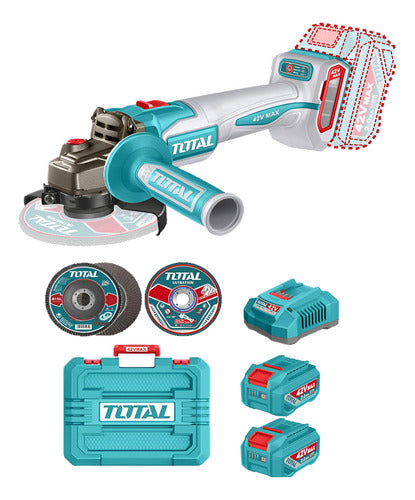 Pulidora Inalámbrica 4-1/2" 42V 1080W Brushless Total + 2 Baterías 2.0Ah + Cargador UTAGLI4108112