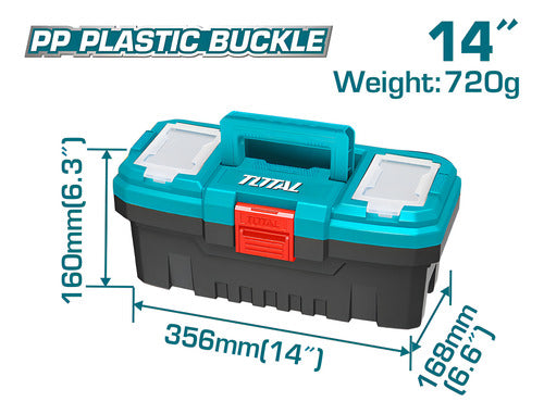 Caja Herramienta 14 Plastica Total (tpbx0141) Color Turquesa