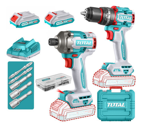 Combo Taladro 66Nm + Atornillador Impacto 1/4" 285Nm Total + 2 Baterías 2.0Ah UTCKLI20277